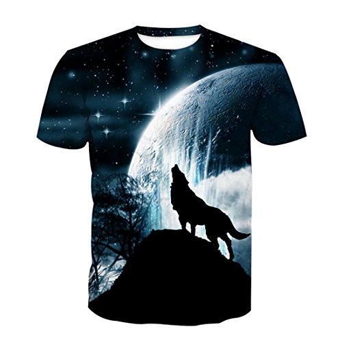 camiseta de lobo aullando a la Luna